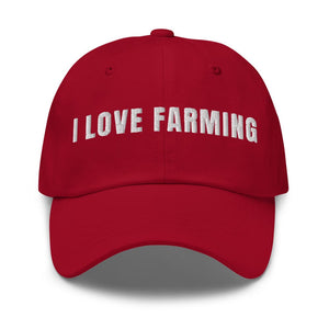 Furrow & Fields Cranberry I Love Farming | Classic Dad Hat Quality Farmers Merch