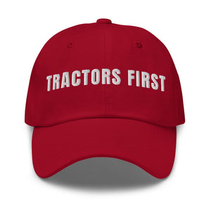 Furrow & Fields Cranberry Tractors First | Classic Dad Hat Quality Farmers Merch