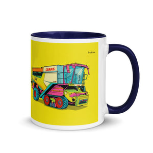 Furrow & Fields Dark Blue / 11 oz CLAAS Lexion 8600 TerraTrac Pop Art | Mug with Color Inside Quality Farmers Merch