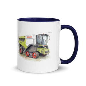 Furrow & Fields Dark Blue / 11 oz CLAAS Lexion 8600 TerraTrac Watercolor | Mug with Color Inside Quality Farmers Merch