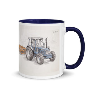 Furrow & Fields Dark Blue / 11 oz Ford 7810 Generation III Pencil Sketch | Mug with Color Inside Quality Farmers Merch