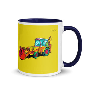 Furrow & Fields Dark Blue / 11 oz JCB 3C II Pop Art | Mug with Color Inside Quality Farmers Merch