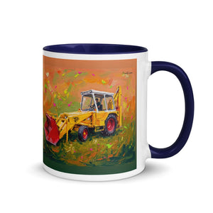 Furrow & Fields Dark Blue / 11 oz JCB 3C II Splash Art | Mug with Color Inside Quality Farmers Merch