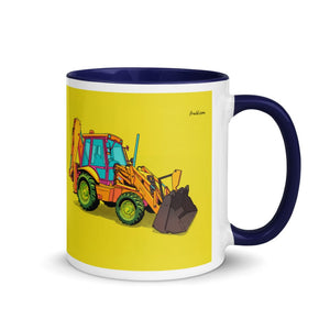 Furrow & Fields Dark Blue / 11 oz JCB 3CX Sitemaster Plus Pop Art | Mug with Color Inside Quality Farmers Merch