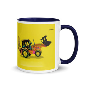 Furrow & Fields Dark Blue / 11 oz JCB 3CX Sitemaster SRS Pop Art | Mug with Color Inside Quality Farmers Merch