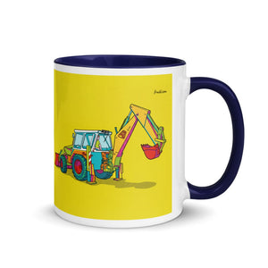 Furrow & Fields Dark Blue / 11 oz JCB 4D II Pop Art | Mug with Color Inside Quality Farmers Merch