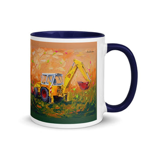 Furrow & Fields Dark Blue / 11 oz JCB 4D II Splash Art | Mug with Color Inside Quality Farmers Merch