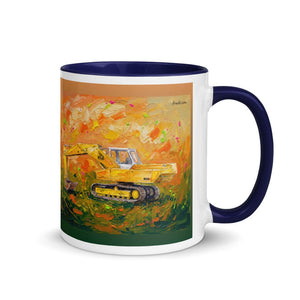 Furrow & Fields Dark Blue / 11 oz JCB 806 Splash Art | Mug with Color Inside Quality Farmers Merch