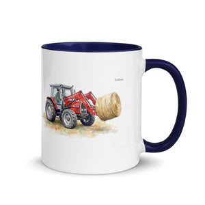Furrow & Fields Dark Blue / 11 oz Massey Ferguson 3070 Autotronic Watercolor | Mug with Color Inside Quality Farmers Merch