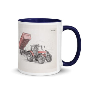 Furrow & Fields Dark Blue / 11 oz Massey Ferguson 6180 Pencil Sketch | Mug with Color Inside Quality Farmers Merch