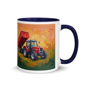 Furrow & Fields Dark Blue / 11 oz Massey Ferguson 6180 Splash Art | Mug with Color Inside Quality Farmers Merch