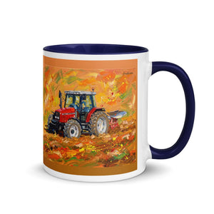 Furrow & Fields Dark Blue / 11 oz Massey Ferguson 6255 Splash Art | Mug with Color Inside Quality Farmers Merch