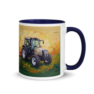 Furrow & Fields Dark Blue / 11 oz Valtra 6750 Splash Art | Mug with Color Inside Quality Farmers Merch