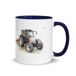 Furrow & Fields Dark Blue / 11 oz Valtra 6750 Watercolor | Mug with Color Inside Quality Farmers Merch