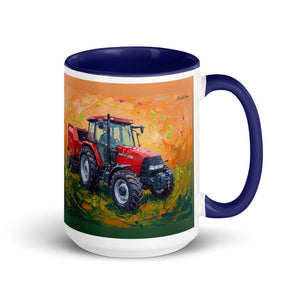 Furrow & Fields Dark Blue Case IH Maxxum MXM130 Splash Art | 15 oz Mug with Color Inside Quality Farmers Merch