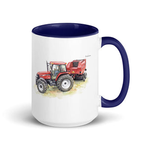 Furrow & Fields Dark Blue Case IH Maxxum MXM130 Watercolor | 15 oz Mug with Color Inside Quality Farmers Merch