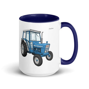 Furrow & Fields Dark Blue Ford 4600 Illustration | 15 oz Mug with Color Inside Quality Farmers Merch