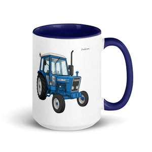 Furrow & Fields Dark Blue Ford 4600 Illustration (Front) | 15 oz Mug with Color Inside Quality Farmers Merch