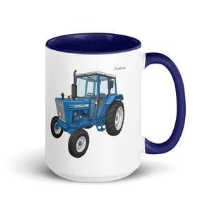 Furrow & Fields Dark Blue Ford 4600 Illustration (Side) | 15 oz Mug with Color Inside Quality Farmers Merch