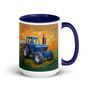 Furrow & Fields Dark Blue Ford 9700 Splash Art | 15 oz Mug with Color Inside Quality Farmers Merch