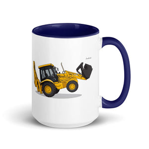 Furrow & Fields Dark Blue JCB 3CX Sitemaster SRS | 15 oz Mug with Color Inside Quality Farmers Merch
