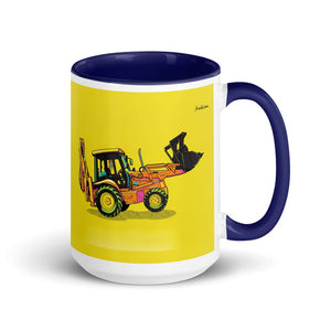 Furrow & Fields Dark Blue JCB 3CX Sitemaster SRS Pop Art | 15 oz Mug with Color Inside Quality Farmers Merch