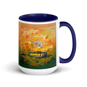 Furrow & Fields Dark Blue JCB 806 Splash Art | 15 oz Mug with Color Inside Quality Farmers Merch