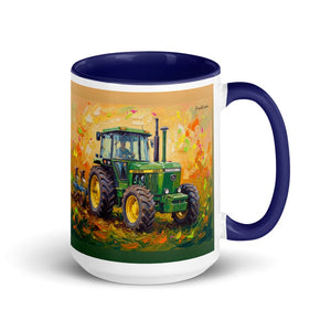 Furrow & Fields Dark Blue John Deere 4350 Splash Art | 15 oz Mug with Color Inside Quality Farmers Merch