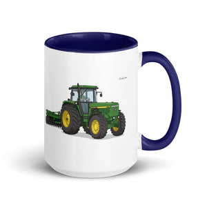 Furrow & Fields Dark Blue John Deere 4955 Illustration | 15 oz Mug with Color Inside Quality Farmers Merch