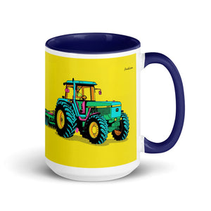 Furrow & Fields Dark Blue John Deere 4955 Pop Art | 15 oz Mug with Color Inside Quality Farmers Merch