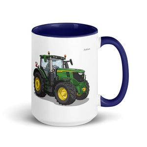 Furrow & Fields Dark Blue John Deere 6R 250 | 15 oz Mug with Color Inside Quality Farmers Merch