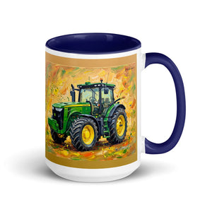 Furrow & Fields Dark Blue John Deere 8345R Splash Art | 15 oz Mug with Color Inside Quality Farmers Merch