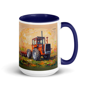 Furrow & Fields Dark Blue Massey Ferguson 1200 Splash Art | 15 oz Mug with Color Inside Quality Farmers Merch