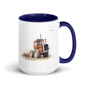 Furrow & Fields Dark Blue Massey Ferguson 1200 Watercolor | 15 oz Mug with Color Inside Quality Farmers Merch