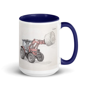 Furrow & Fields Dark Blue Massey Ferguson 3070 Autotronic Pencil Sketch | 15 oz Mug with Color Inside Quality Farmers Merch