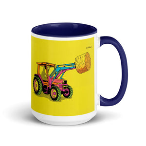 Furrow & Fields Dark Blue Massey Ferguson 3070 Autotronic Pop Art | 15 oz Mug with Color Inside Quality Farmers Merch