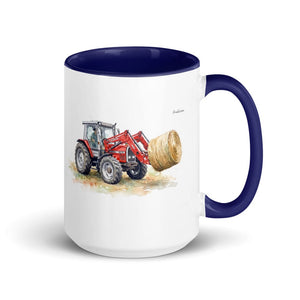 Furrow & Fields Dark Blue Massey Ferguson 3070 Autotronic Watercolor | 15 oz Mug with Color Inside Quality Farmers Merch