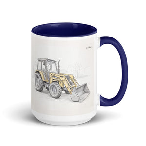 Furrow & Fields Dark Blue Massey Ferguson 50E Pencil Sketch | 15 oz Mug with Color Inside Quality Farmers Merch