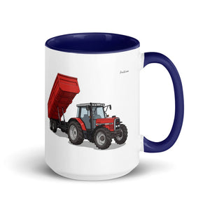 Furrow & Fields Dark Blue Massey Ferguson 6180 | 15 oz Mug with Color Inside Quality Farmers Merch