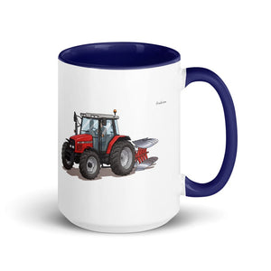 Furrow & Fields Dark Blue Massey Ferguson 6255 Illustration | 15 oz Mug with Color Inside Quality Farmers Merch