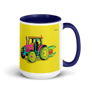 Furrow & Fields Dark Blue Massey Ferguson 6255 Pop Art | 15 oz Mug with Color Inside Quality Farmers Merch