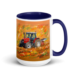 Furrow & Fields Dark Blue Massey Ferguson 6255 Splash Art | 15 oz Mug with Color Inside Quality Farmers Merch