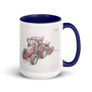 Furrow & Fields Dark Blue McCormick MC115 Pencil Sketch | 15 oz Mug with Color Inside Quality Farmers Merch