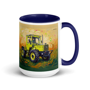 Furrow & Fields Dark Blue Mercedes-Benz MB-trac 1100 Splash Art | 15 oz Mug with Color Inside Quality Farmers Merch