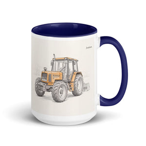Furrow & Fields Dark Blue Renault 106-54 TL Pencil Sketch | 15 oz Mug with Color Inside Quality Farmers Merch