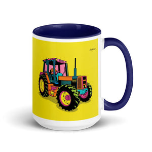 Furrow & Fields Dark Blue Renault 145.14 TX Pop Art | 15 oz Mug with Color Inside Quality Farmers Merch