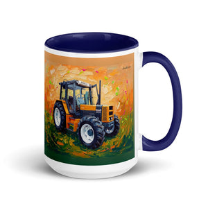 Furrow & Fields Dark Blue Renault 145.14 TX Splash Art | 15 oz Mug with Color Inside Quality Farmers Merch