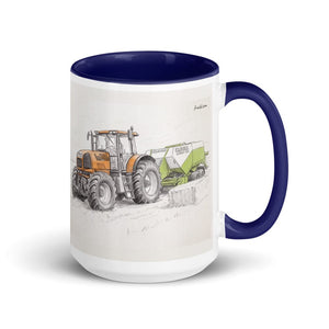 Furrow & Fields Dark Blue Renault Atles 926 RZ Pencil Sketch | 15 oz Mug with Color Inside Quality Farmers Merch