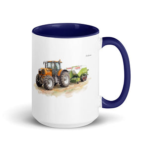 Furrow & Fields Dark Blue Renault Atles 926 RZ Watercolor | 15 oz Mug with Color Inside Quality Farmers Merch
