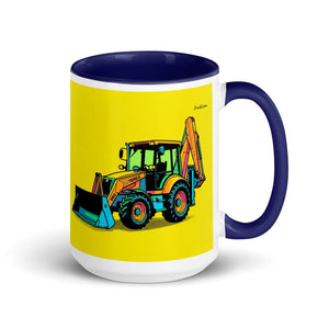 Furrow & Fields Dark Blue Terex 860 Elite Pop Art | 15 oz Mug with Color Inside Quality Farmers Merch
